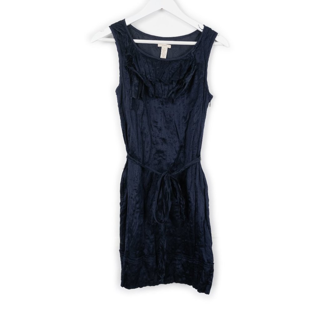 J. CREW navy blue silk blend sleeveless ruffle dress size 6